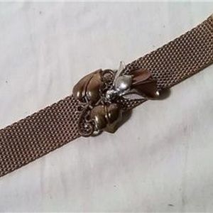 VTG BRASS CHAINMAILLE COPPER ART NOUVEAU BRACELET